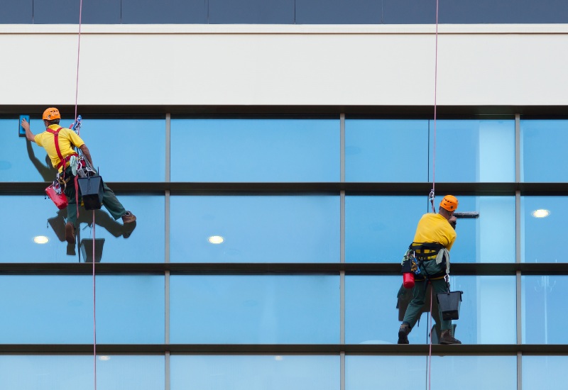 A Clear View Window Cleaning providing expert exterior building cleaning for a pristine and polished facade